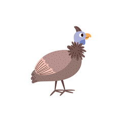 Guineafowl bird isolated flat vector illustration.