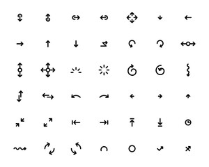 Modern linear pictograms scroll down. A set of concept line icons scrolls down. Set of scrolling icons for a website, web design, mobile