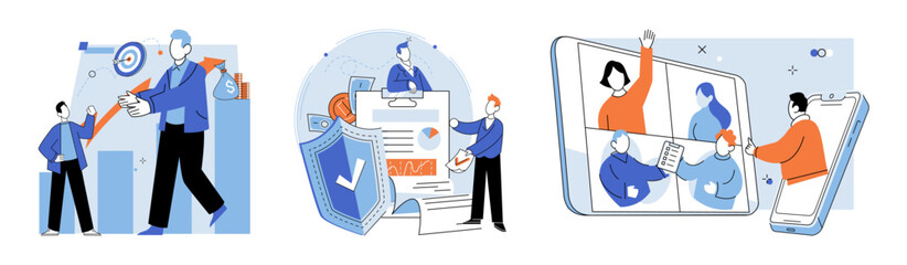 Established business. Vector illustration. Growth is objective every established business Technology enables advancements and efficiency in workplace Achievements are celebrated milestones success