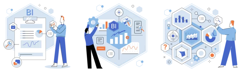 Fotobehang Analysis tool. Business intelligence. Vector illustration A tool for datanalysis simplifies process extracting insights from datasets Each datum collected during research contributes to overall © Dmytro