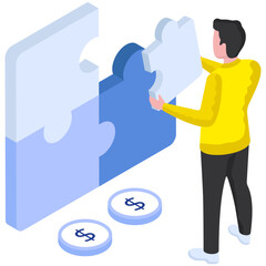 Conceptual flat design illustration of financial puzzle