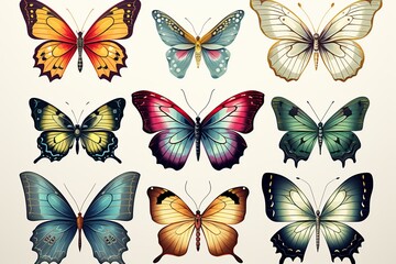 set of butterflies