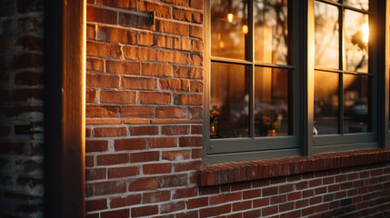 Beautiful Rustic Urban Storefront: Closeup of Storefront with Brick and Wood Detailing with Natural Lighting