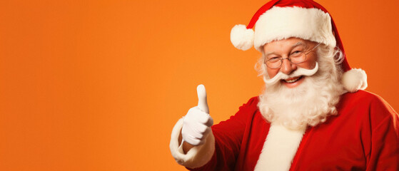 Portrait of santa claus showing a thumb up