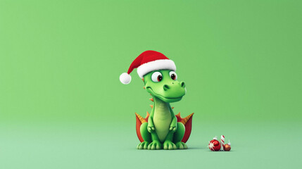 Cute christmas dragon, happy new year symbol, 2024 zodiac chinese year