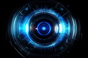 Obraz na płótnie Canvas futuristic eye scan technology hi-tech with blue neon