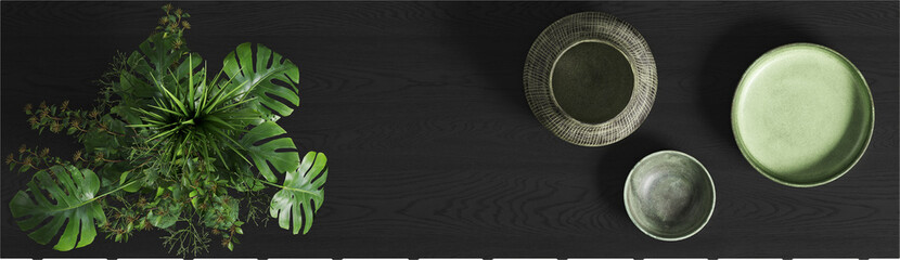 Top view of wooden Sideboard