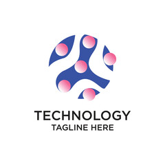 Tecnology logo design simple concept Premium Vector