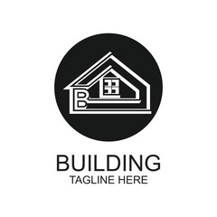 Building logo design simple concept Premium Vector