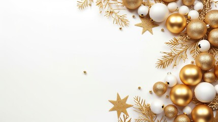 Christmas and new year gold and white background for text. Generative AI