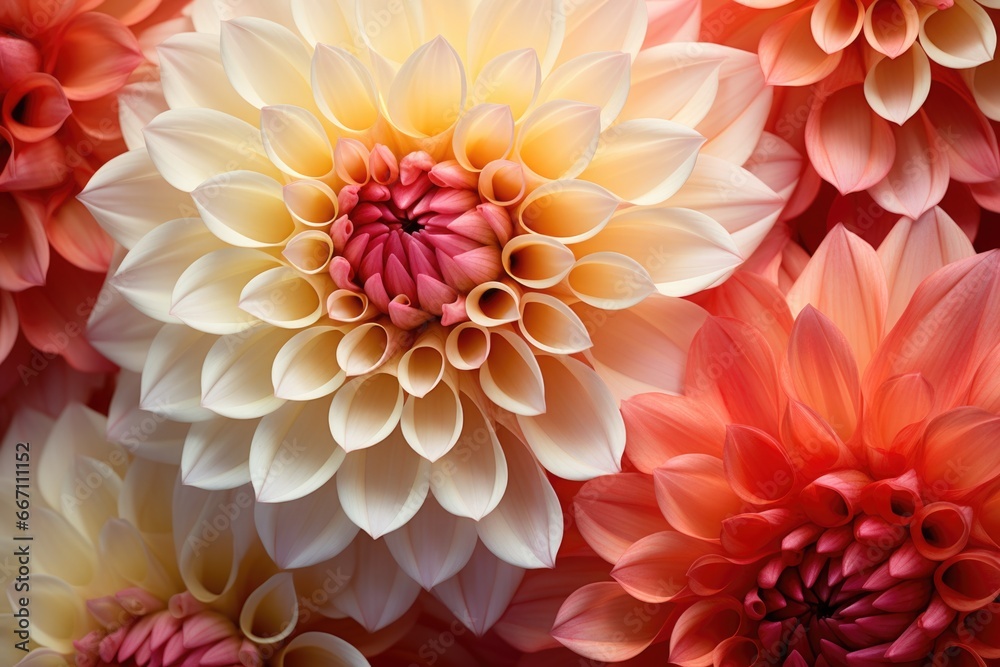 Poster A close-up view of a beautiful bunch of flowers. This picture captures the vibrant colors and intricate details of the flowers. Perfect for adding a touch of nature to any project or design.