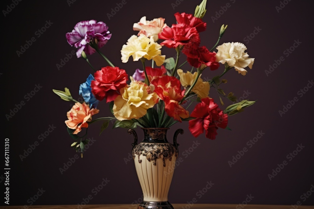 Poster A vase filled with lots of colorful flowers. Perfect for adding a pop of color to any space.