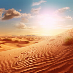 Fototapeta na wymiar desert landscape with faraway sea