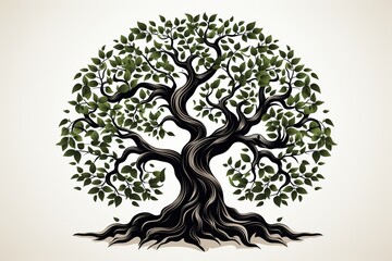 tree with roots - obrazy, fototapety, plakaty