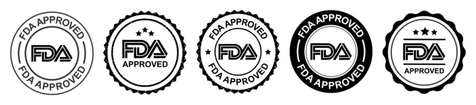 FDA Approved, FDA Registered Rounded vector Icon set