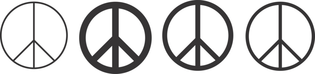 Peace symbol vector illustration. Black and white circle international peace icon for anti war or nuclear disarmament. american style vector. - obrazy, fototapety, plakaty