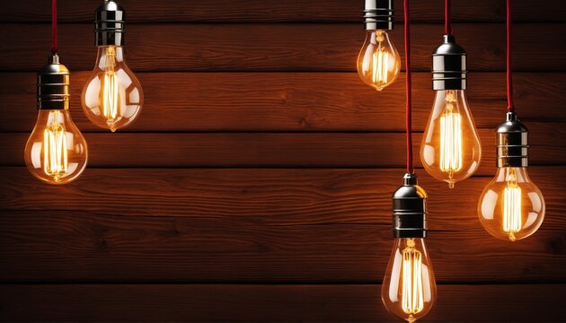 light bulbs with a wooden background