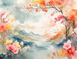 colorful background floral watercolor wallpaper texture