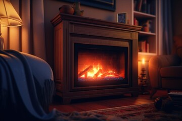 A warm and inviting living room featuring a fireplace and comfortable couch. Perfect for creating a cozy atmosphere in any home