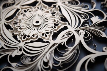 A detailed close-up view of a paper cut design. This image can be used for various creative projects and crafts