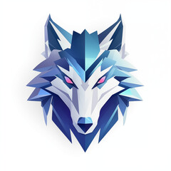 Beautiful wolf head origami logo isolated on white background. Polygonal art.