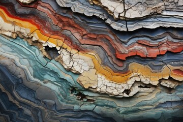 Fototapeta premium A close-up view of a rock displaying a multitude of vibrant colors. This image can be used to add a pop of color to any design or to represent the beauty and diversity of nature