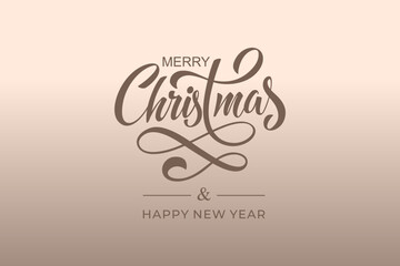 Merry Christmas and Happy New Year hand lettering calligraphy. Vector holiday illustration element.