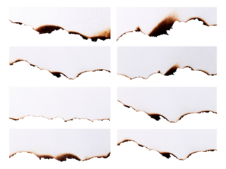 White paper burned half