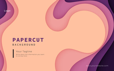 Purple papercut background, multi color and layers shape template design
