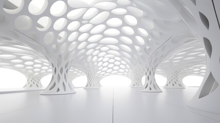 Abstract white architecture background, white geometric wallpaper