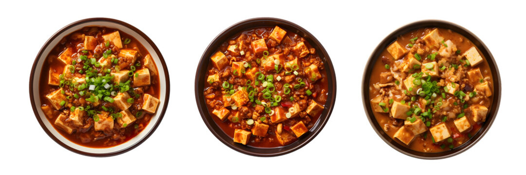 Mapo tofu, top view, transparent background, isolated image, generative AI
