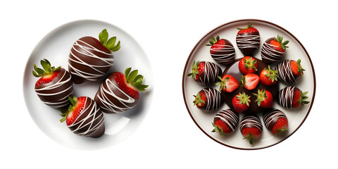 Chocolate covered Strawberries, transparent background, isolated image, generative AI
