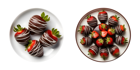 Chocolate covered Strawberries, transparent background, isolated image, generative AI
