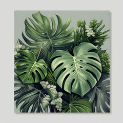Obraz premium beautiful tropical monstera plant background wallpaper