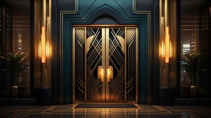 Art deco golden doors