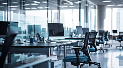 A modern IT office without people a beautiful, technologically advanced space that promotes collaboration and creativity