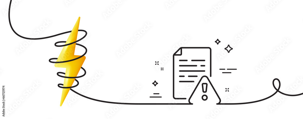 Poster instruction manual line icon. continuous one line with curl. warning file sign. caution alert symbol