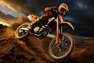 Motocross Athlete Performing Stunt Represents the Thrill of Extreme Sports and Pushing Boundaries
