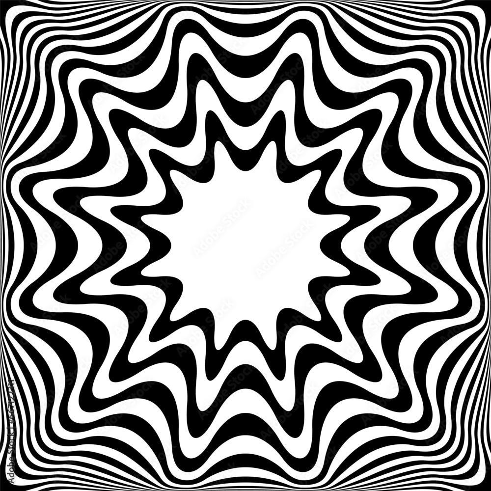 Wall mural abstract op art wavy lines pattern with 3d illusion effect.