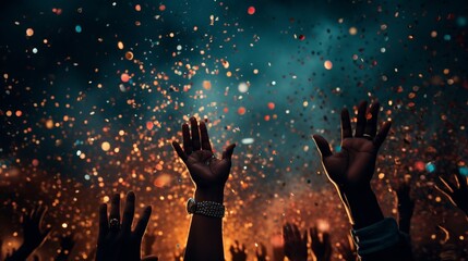 A close-up of hands throwing confetti in the air, marking the beginning of a promising new year.