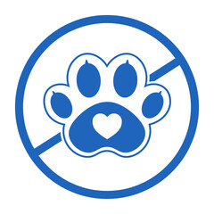 blue do not animal enter and dog paw icon