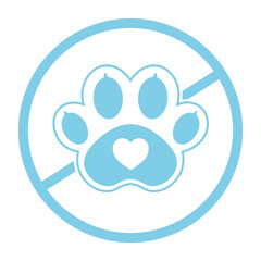 blue do not animal enter and dog paw icon