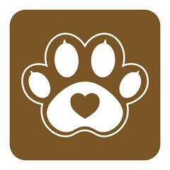 brown cat and dog paw animal square icon