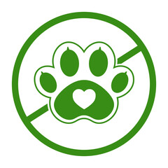 green do not animal enter and dog paw icon