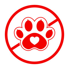 red do not animal enter and dog paw icon