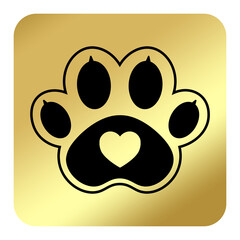 gold cat and dog paw animal square icon