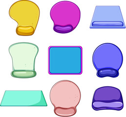 mouse pad set cartoon. blank office, empty mockup, accessory keyboard mouse pad sign. isolated symbol vector illustration