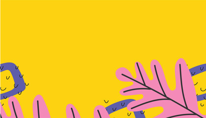 Design banner frame background .Colorful poster background vector illustration.Exotic plants, branches,art print for beauty, fashion and natural products,wellness, wedding and event.