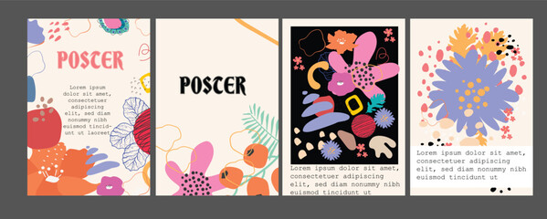 Abstract creative universal artistic templates. Suitable for poster, business card, invitation, flyer, banner, brochure, email header, post in social networks, advertising, events and page cover.