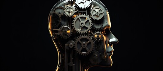 Cognitive system human mind with internal gears With copyspace for text